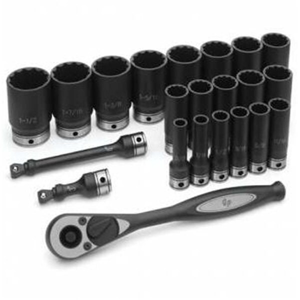 Cool Kitchen 50 in. Drive 12 Point Fractional Deep Duo Socket Set - 22 Pieces - CO3484426