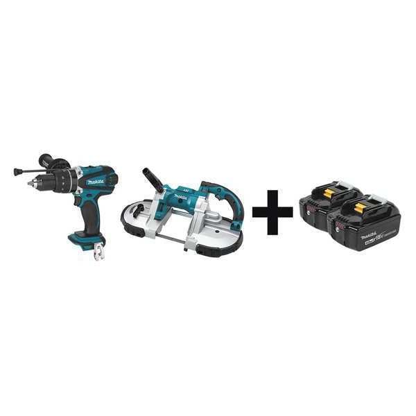 Makita Cordless Combo Kit, 18.0 V, 2 Tools, 2 Batt - XPH03Z, XBP02Z + BL1840B-2