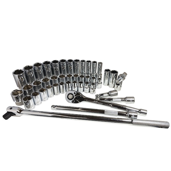 Atd Tools ATD 43-Piece 1/2-Inch Drive 6-Point SAE and Metric Chrome Socket Set - 1365