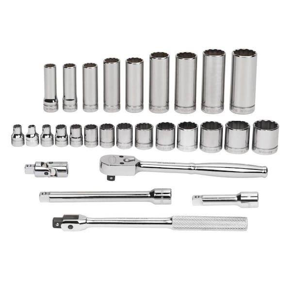 Williams Williams Socket/Tool Set, 3/8" D, 12Pt, 27pc, TLsOnly - JHWWSB-28F