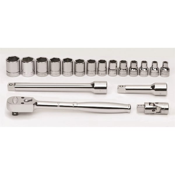 Williams Socket/Tool Set, 18 Pieces, 6-Point, 3/8 Inch Dr - JHWMSB-18HF