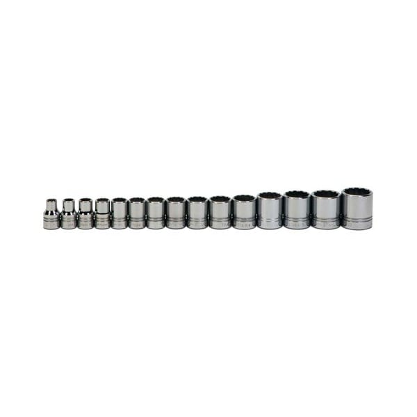 Williams Socket Set, 15 Pieces, 1/2 Inch Dr, 12 Point, 1/2 Inch Size - JHWWSS-15RC
