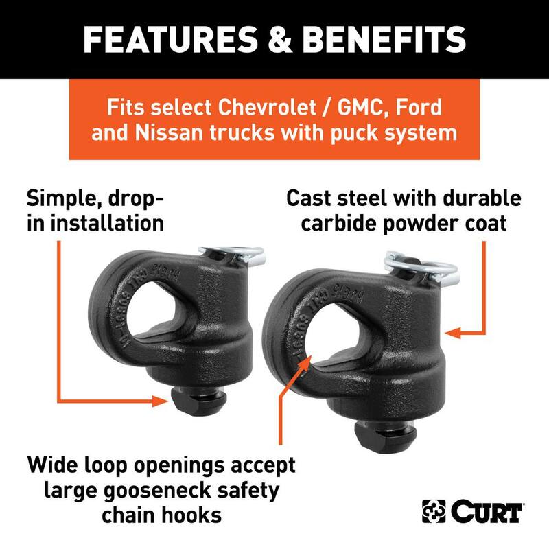 CURT OEM Puck System Gooseneck Safety Chain Anchors - 60691