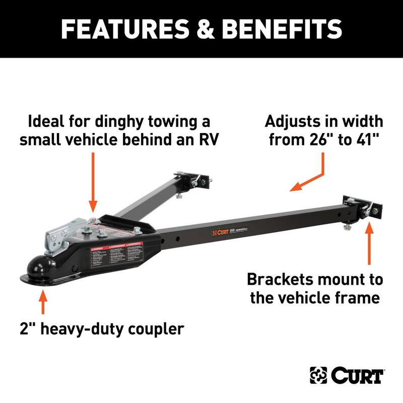 CURT Adjustable Tow Bar with 2" Coupler (Adjusts 26" to 41" Wide) - 19745