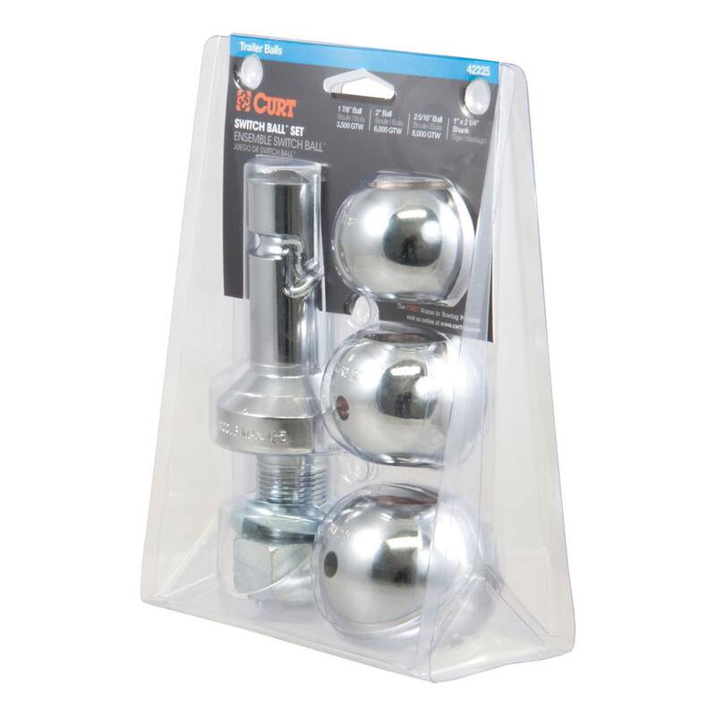 CURT Switch Ball Trailer Hitch Tow Ball Set (1-7/8", 2" & 2-5/16" Balls, 1" x 2-1/4" Shank) - 42225