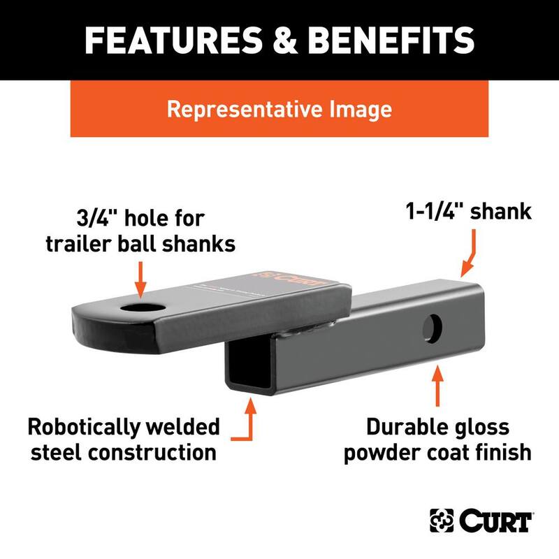 CURT Class 1 2,000 lbs. 1-1/4 in. Drop Trailer Hitch Ball Mount Draw Bar (1-1/4 in. Shank, 9-3/4 in. Long) - 45019