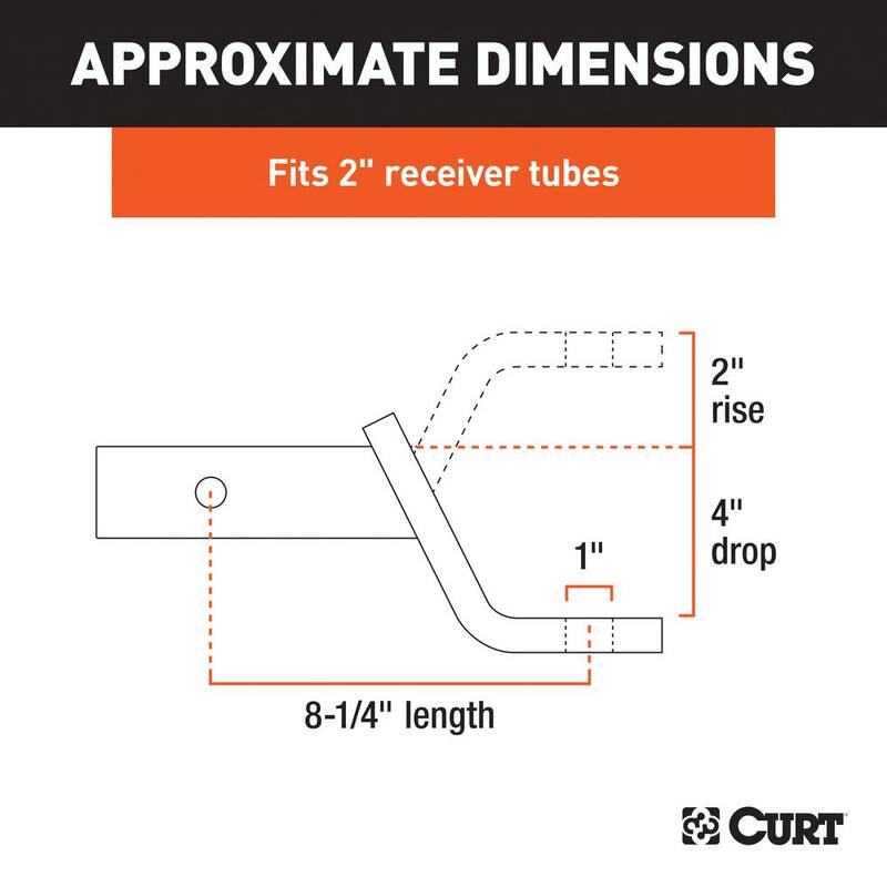 CURT Class 3 7,500 lbs. 4 in. Drop Trailer Hitch Ball Mount Draw Bar (2 in. Shank, 8-1/4 in. Long) - 45050