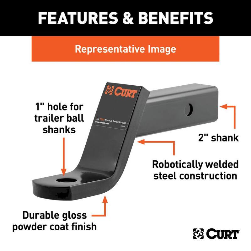 CURT Class 3 7,500 lbs. 4 in. Drop Trailer Hitch Ball Mount Draw Bar (2 in. Shank, 8-1/4 in. Long) - 45050