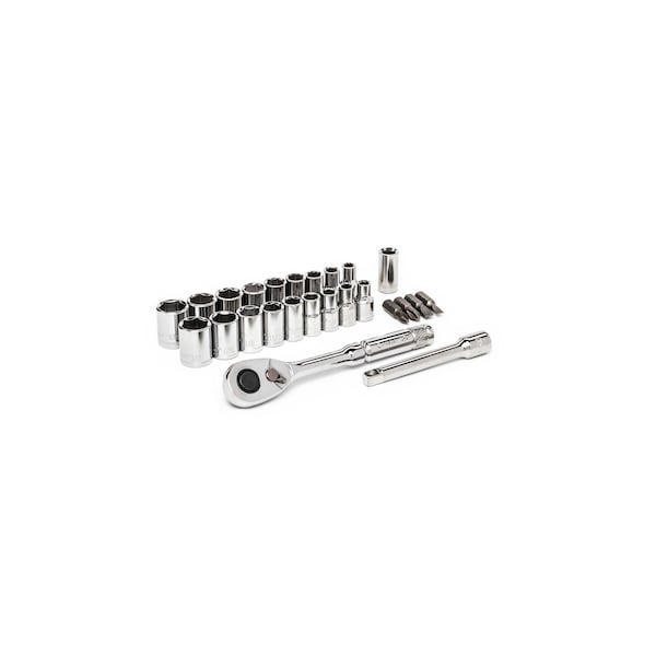 Crescent 25 Piece 1/4" Drive 6 Point SAE/Metric Mechanics Tool Set - CSWS1C