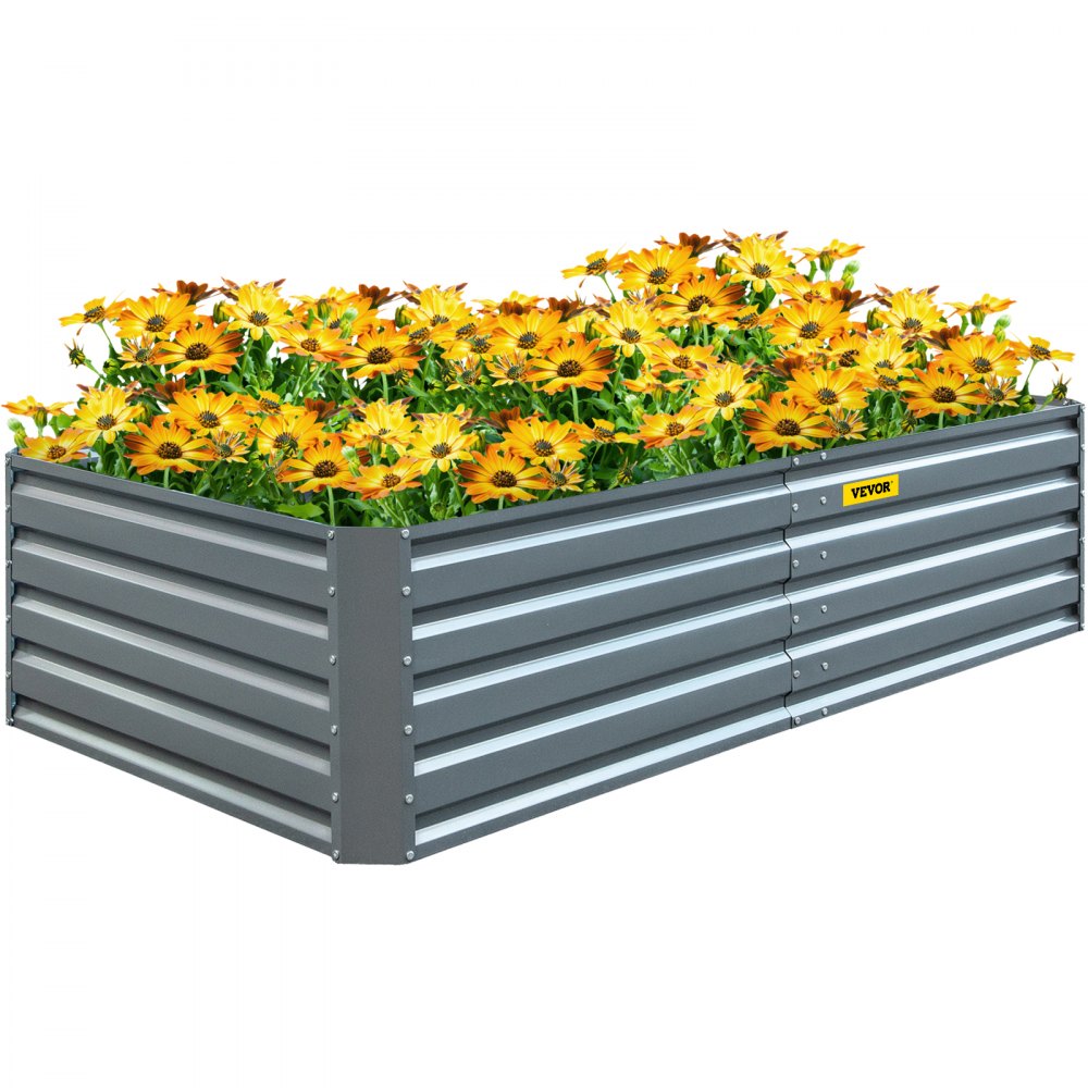 VEVOR Galvanized Raised Garden Bed, 80" x 40" x 19" Metal Planter Box, Gray Steel Plant Raised Garden Bed Kit, Planter Boxes Outdoor for Growing Vegetables,Flowers,Fruits,Herbs,and Succulents - HYZZC80CFXK40CHS1V0