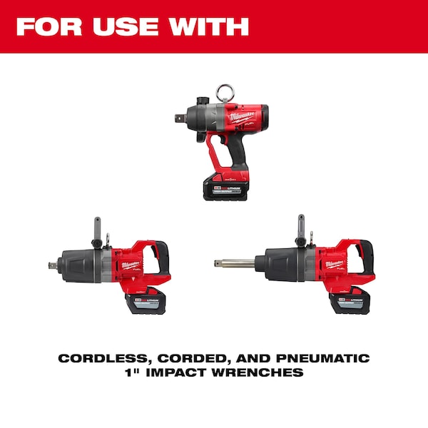 Milwaukee Tool 1 in Drive Impact Socket 1 3/16 in Size, Standard Socket, Black Phosphate - 49-66-6551
