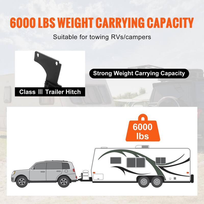 VEVOR Class 3 Trailer Hitch, 2 in. Receiver, Q455B Steel Tube Frame, Compatible with 2011-2022 Jeep Grand Cherokee, Black - GGLJQTG2YCJE5ZWG3V0-730