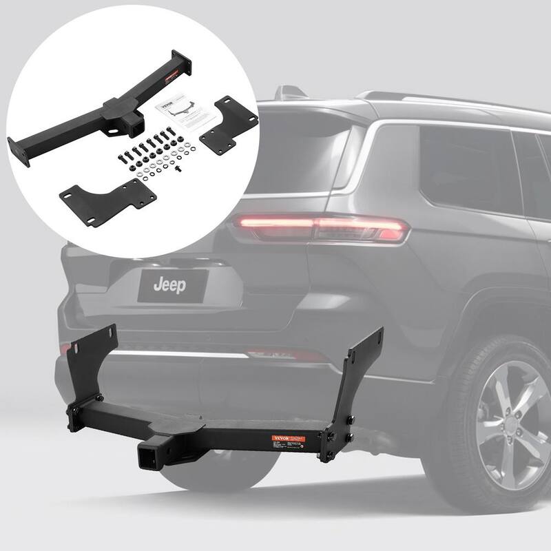 VEVOR Class 3 Trailer Hitch, 2 in. Receiver, Q455B Steel Tube Frame, Compatible with 2011-2022 Jeep Grand Cherokee, Black - GGLJQTG2YCJE5ZWG3V0-730