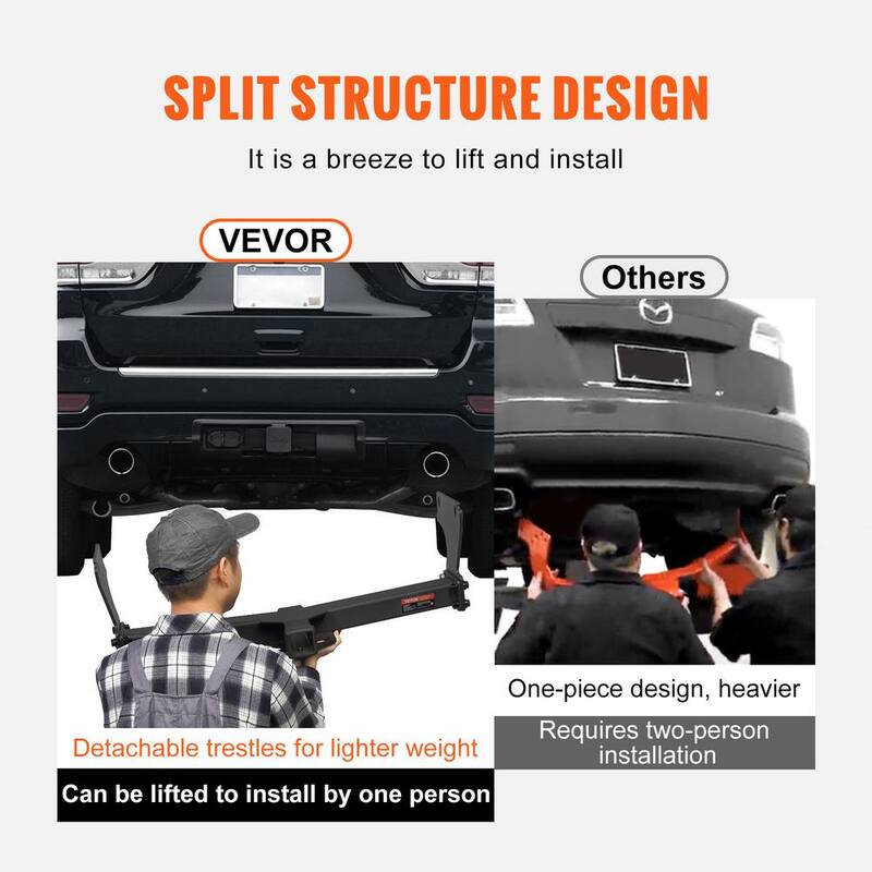 VEVOR Class 3 Trailer Hitch, 2 in. Receiver, Q455B Steel Tube Frame, Compatible with 2011-2022 Jeep Grand Cherokee, Black - GGLJQTG2YCJE5ZWG3V0-730