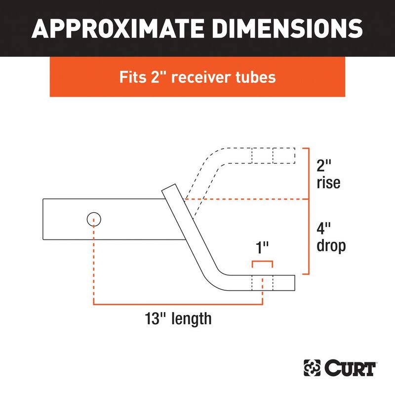 CURT Class 3 7,500 lbs. 4 in. Drop Trailer Hitch Ball Mount Draw Bar (2 in. Shank, 13 in. Long) - 45270