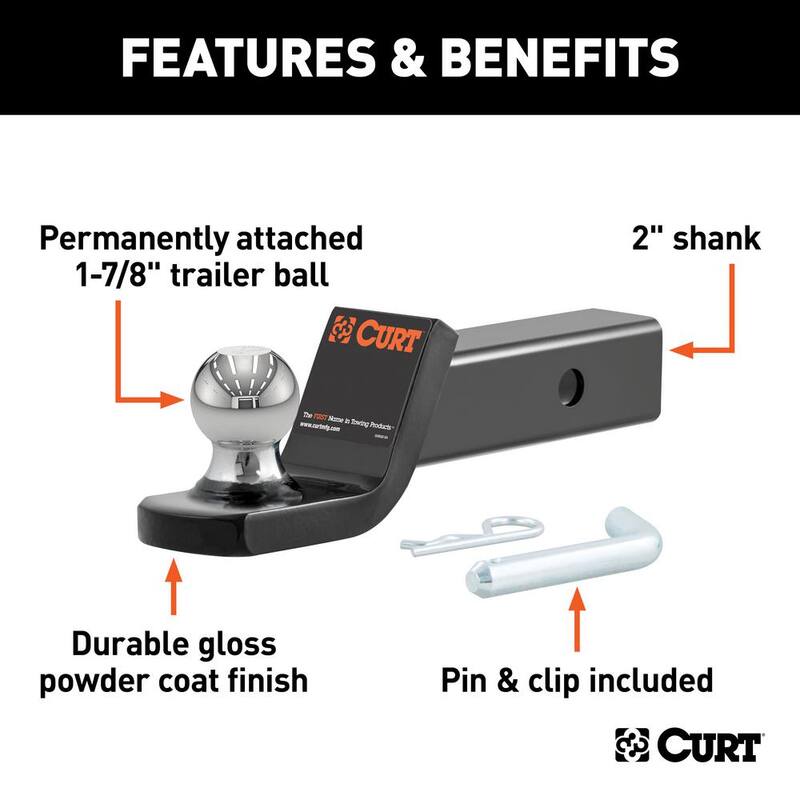 CURT 5,000 lbs. 2 in. Drop Fusion Trailer Hitch Ball Mount Draw Bar with 1-7/8 in. Ball (2 in. Shank) - 45131
