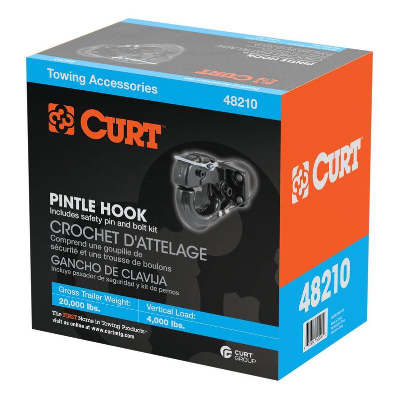 CURT 20,000 lbs. Pintle Hook Trailer Hitch (Fits 2-1/2 in. or 3 in. Lunette Eyes) - 48210