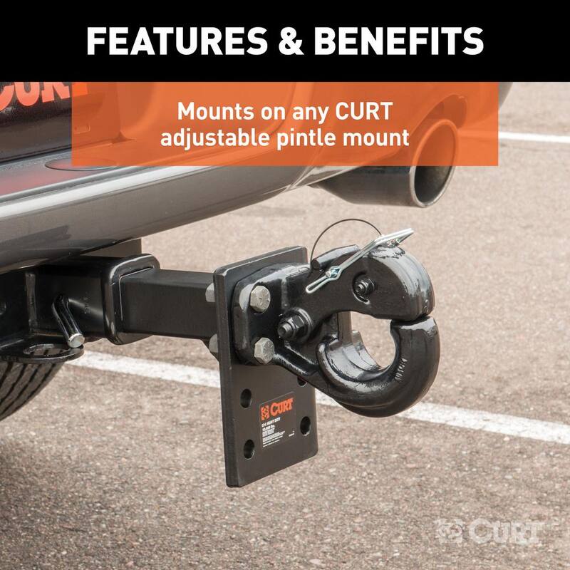 CURT 20,000 lbs. Pintle Hook Trailer Hitch (Fits 2-1/2 in. or 3 in. Lunette Eyes) - 48210