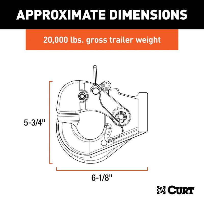 CURT 20,000 lbs. Pintle Hook Trailer Hitch (Fits 2-1/2 in. or 3 in. Lunette Eyes) - 48210