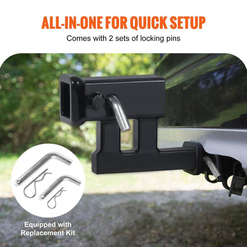 VEVOR Hitch Adapter, 1-1/4 in. to 2 in. Receiver Hitch Extender Extension, Trailer Hitch Riser with 4 in. Rise/Drop, Black - TCYZSJGDK114LE12SV0-730