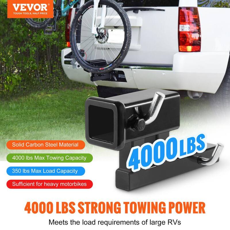 VEVOR Hitch Adapter, 1-1/4 in. to 2 in. Receiver Hitch Extender Extension, Trailer Hitch Riser with 4 in. Rise/Drop, Black - TCYZSJGDK114LE12SV0-730