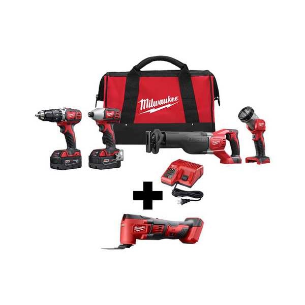 Milwaukee Tool M18 Combo Cmpt Hmr Dr/Swzl/1/4 Hex Imp - 2696-24, 2626-20