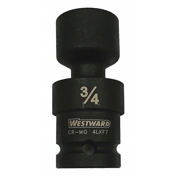 Westward 1/2 in Drive Impact Socket 3/4 in Size 6 pt Standard Depth, Black Oxide - 4LXF7