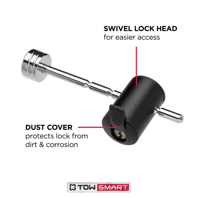 TowSmart 1/4 in. Pin, Adjustable Coupler Lock, 1 in. to 3 in. Coupler Span - Chrome - 7274