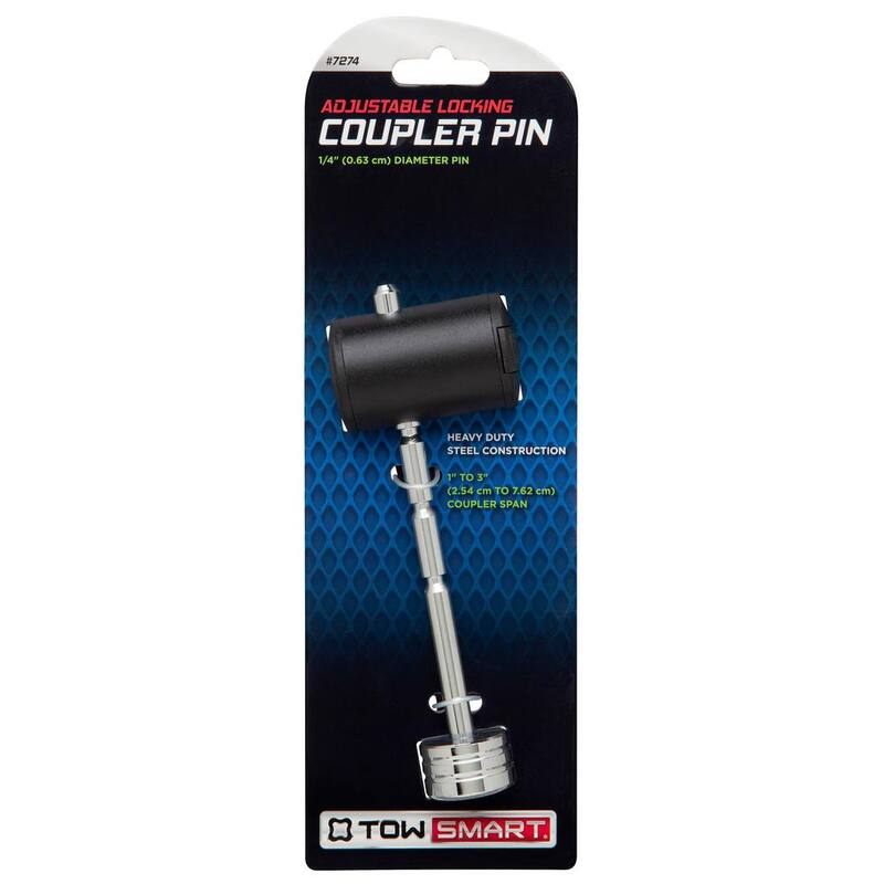 TowSmart 1/4 in. Pin, Adjustable Coupler Lock, 1 in. to 3 in. Coupler Span - Chrome - 7274