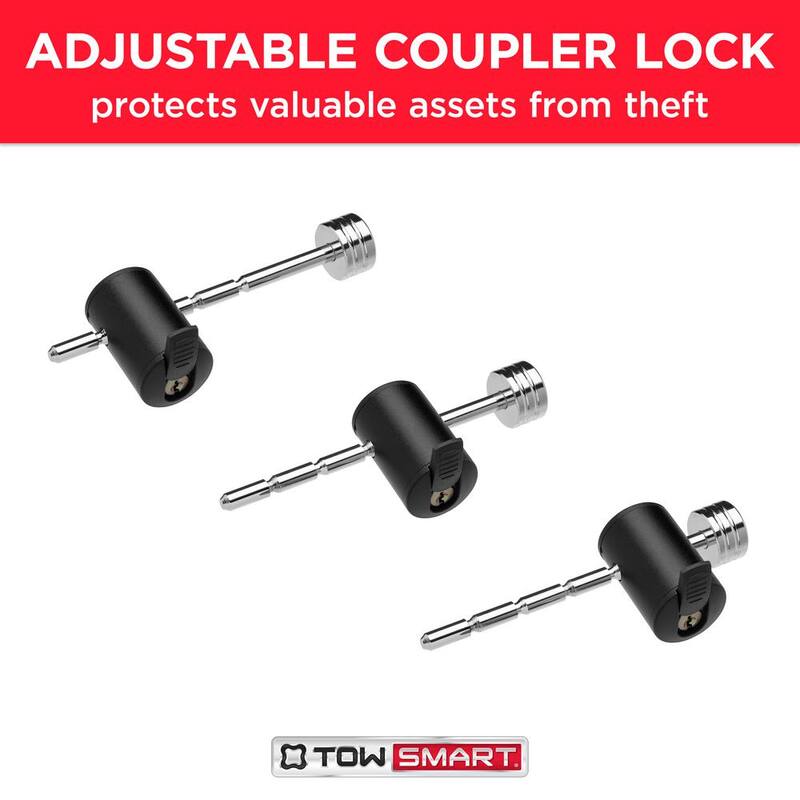 TowSmart 1/4 in. Pin, Adjustable Coupler Lock, 1 in. to 3 in. Coupler Span - Chrome - 7274