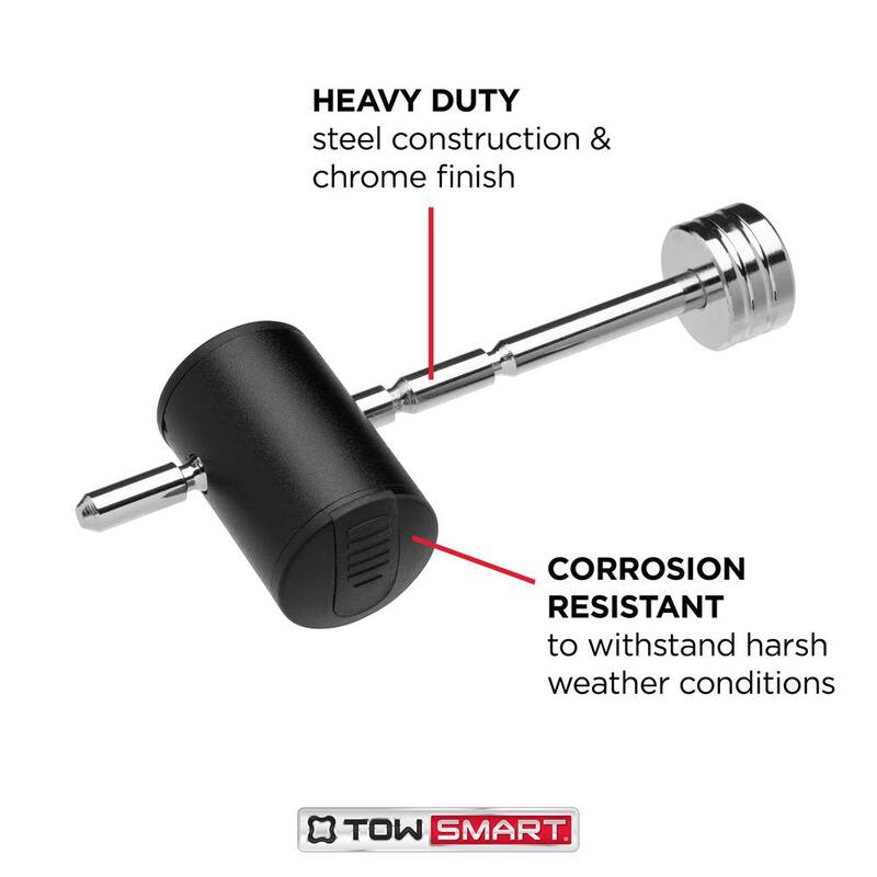 TowSmart 1/4 in. Pin, Adjustable Coupler Lock, 1 in. to 3 in. Coupler Span - Chrome - 7274