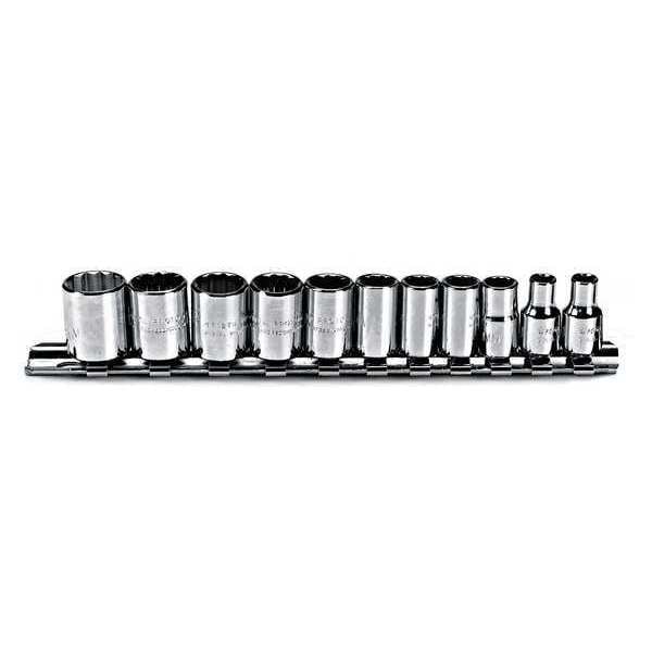 Proto 1/4" Drive Socket Set Metric 11 Pieces 5 mm to 14 mm , Full Polish - J47201