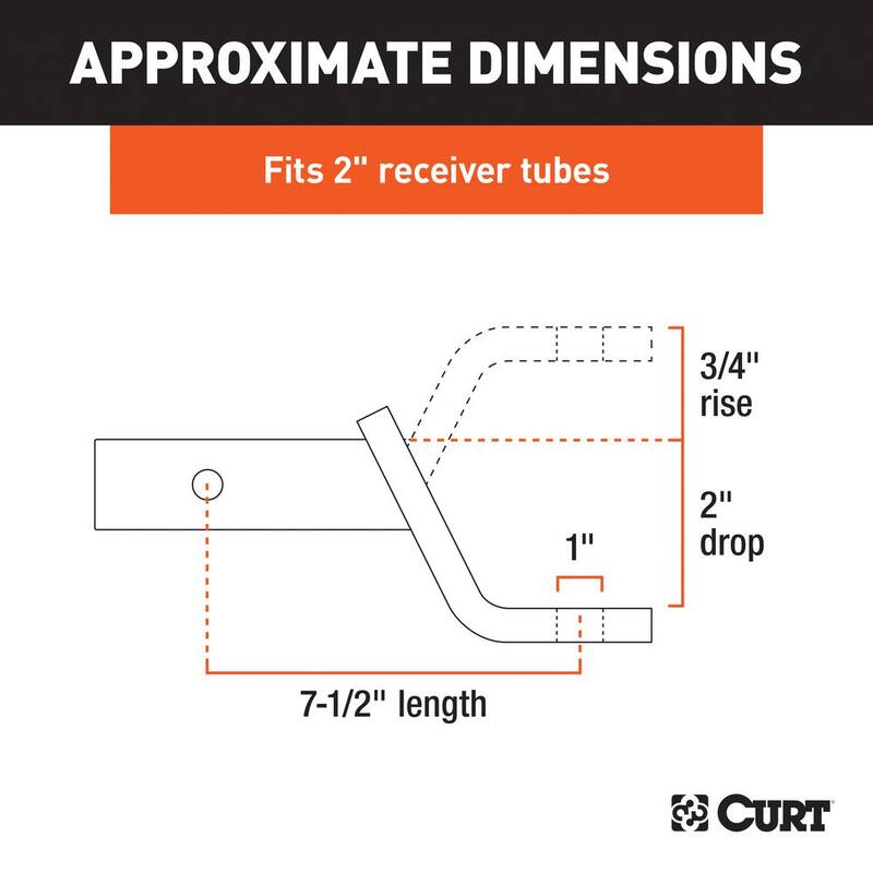 CURT Class 3 7,500 lbs. 2 in. Drop Trailer Hitch Ball Mount Draw Bar with Pin (2 in. Shank, 7-1/2 in. Long, in Bag) - 45033