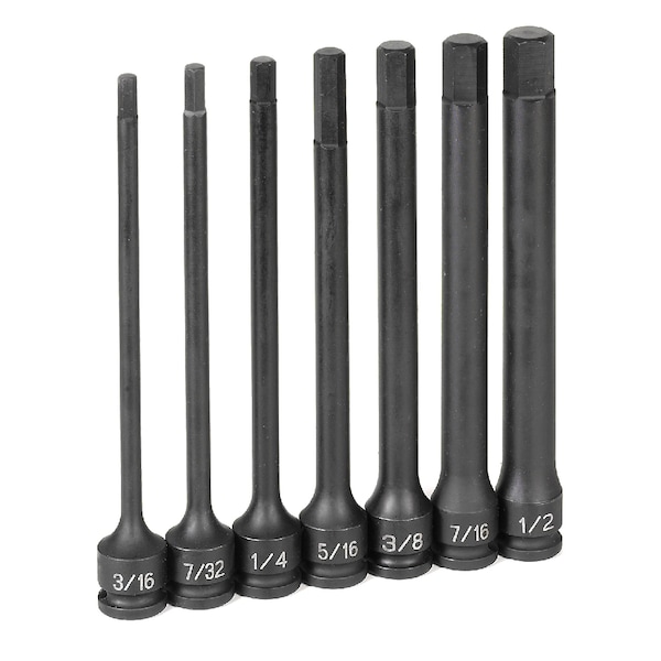 Grey Pneumatic SKT SET 3/8" DR 7PC 6" FRACT HEX DRVR IM - GP1267H