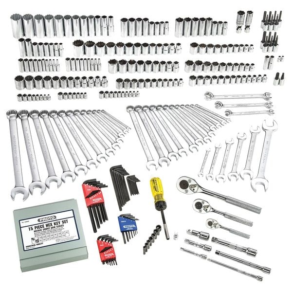 Proto 1/4", 3/8", 1/2" Drive Socket Set SAE, Metric 302 Pieces 4 mm to 24 mm, 5/32 in to 1 1/4 in - J47303