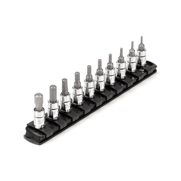 Tekton 1/4 in Drive Hex Bit Socket Set with Rail, 10-Piece (5/64-5/16 in) - SHB90105