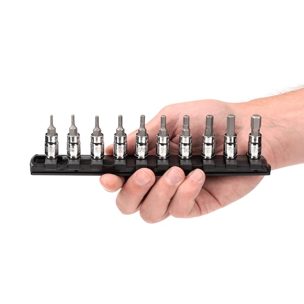 Tekton 1/4 in Drive Hex Bit Socket Set with Rail, 10-Piece (5/64-5/16 in) - SHB90105
