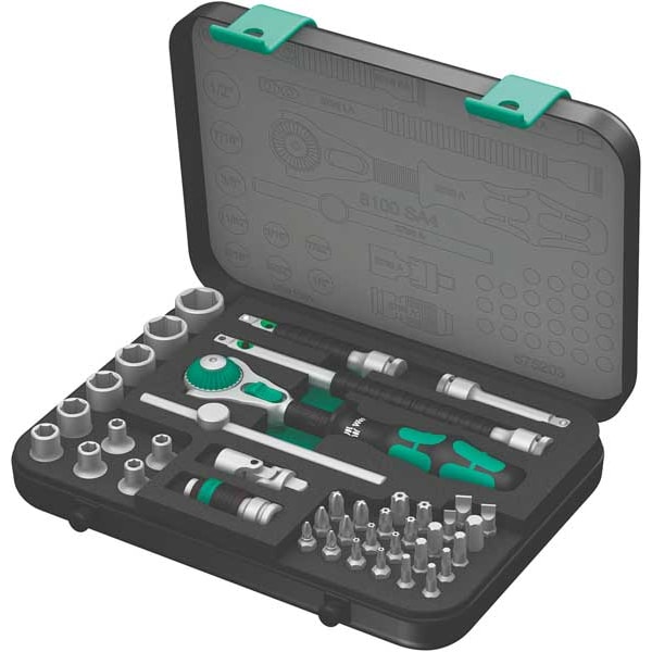 Wera 1/4" Drive Ratchet Set SAE, Torx(R) 41 Pieces 3/16 in to 9/16 in , Chrome - 05003535001