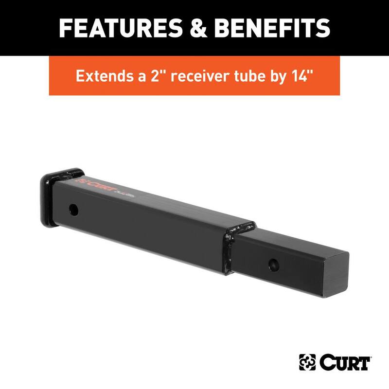 CURT 14" Receiver Tube Extender (2" Shank, 3,500 lbs.) - 45795