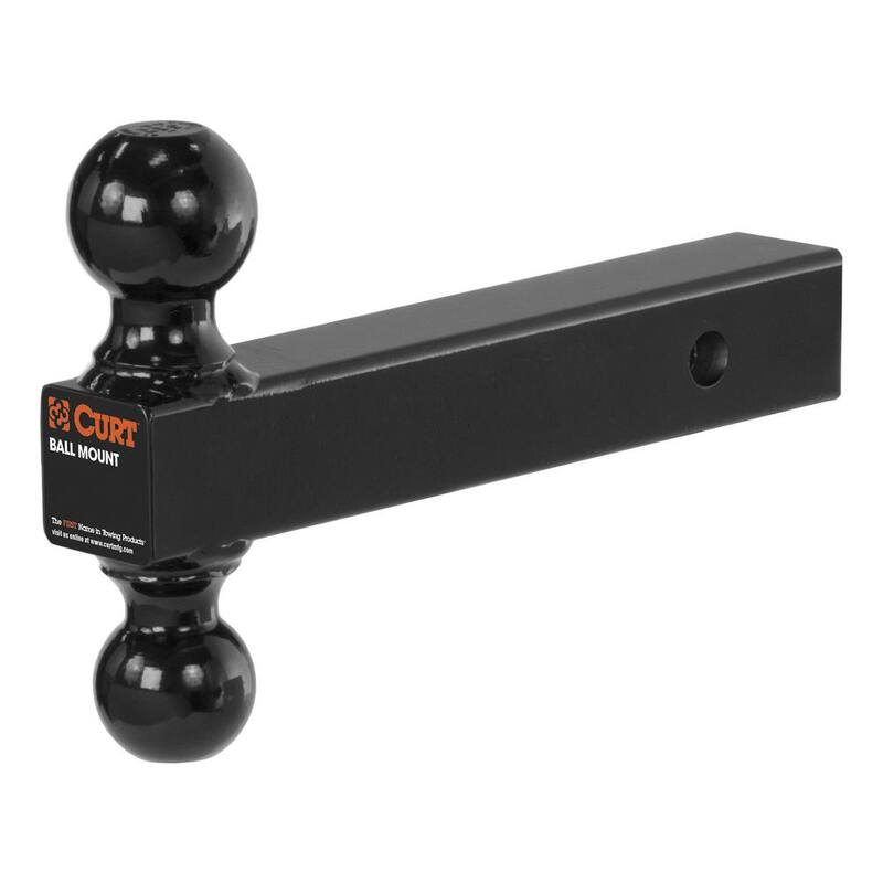 CURT Multi-Ball Trailer Hitch Ball Mount Draw Bar (2 in. Solid Shank, 2 in. & 2-5/16 in. Black Balls) - 45660