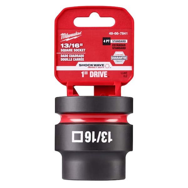 Milwaukee Tool 1 in Drive Impact Socket 13/16 in Size, Standard Socket, Black Phosphate - 49-66-7841