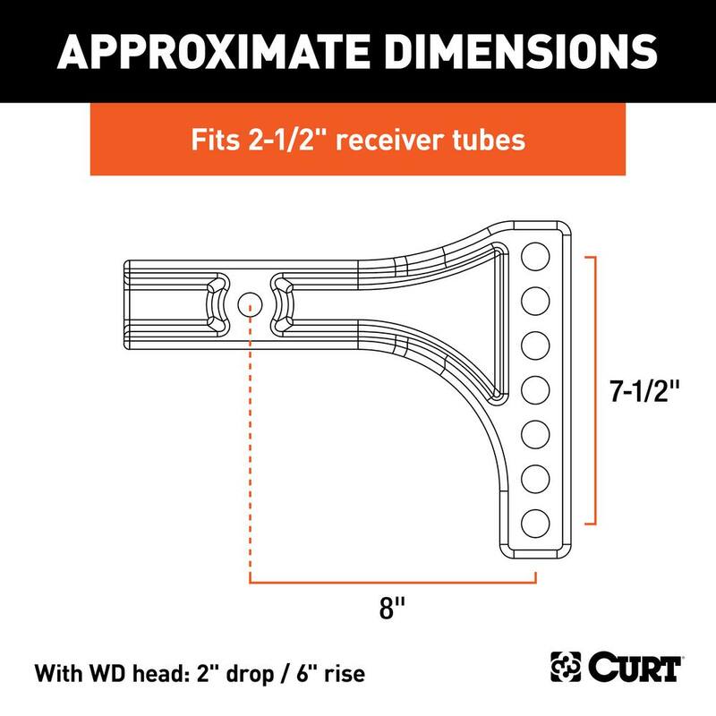 CURT Weight Distribution Shank (2-1/2" Shank, 2" Drop, 6" Rise) - 17131