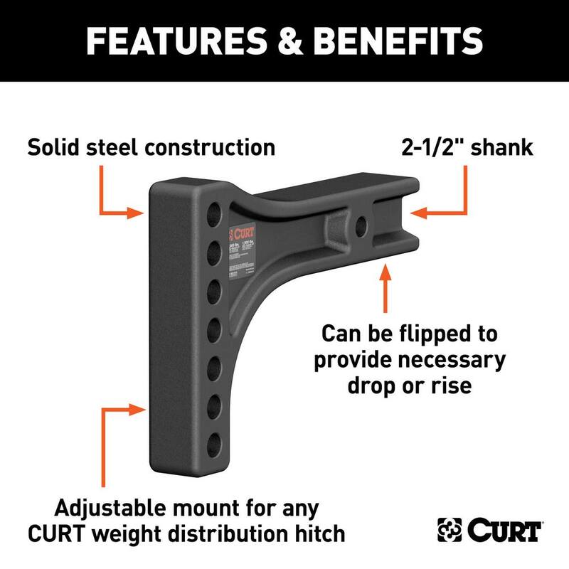 CURT Weight Distribution Shank (2-1/2" Shank, 2" Drop, 6" Rise) - 17131