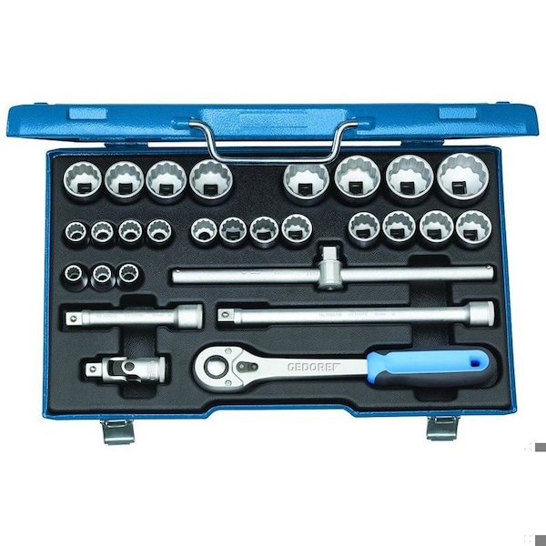 Gedore 1/2" Drive Socket Set, Metric, 28 pcs - D 19 VMU-10