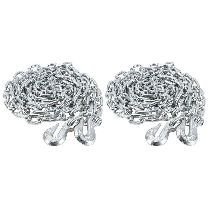 BRIDGELAND 3/8 in. x 14 ft. Grade 4 3 Zinc Plated Transport Binder Steel Chain with Clevis Hooks (2-Pack) - 91088