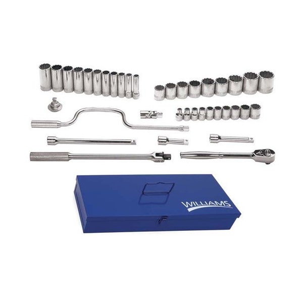 Williams Socket/Tool Set, 38 Pieces, 12-Point, 1/2 Inch Dr - JHWWSS-38F