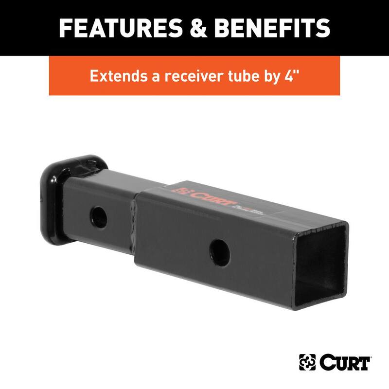 CURT Receiver Tube Adapter, Universal Towing Draw Bar (2 in. to 1-1/4 in. Shank, 3,500 lbs. GTW, 4 in. Length) - 45770