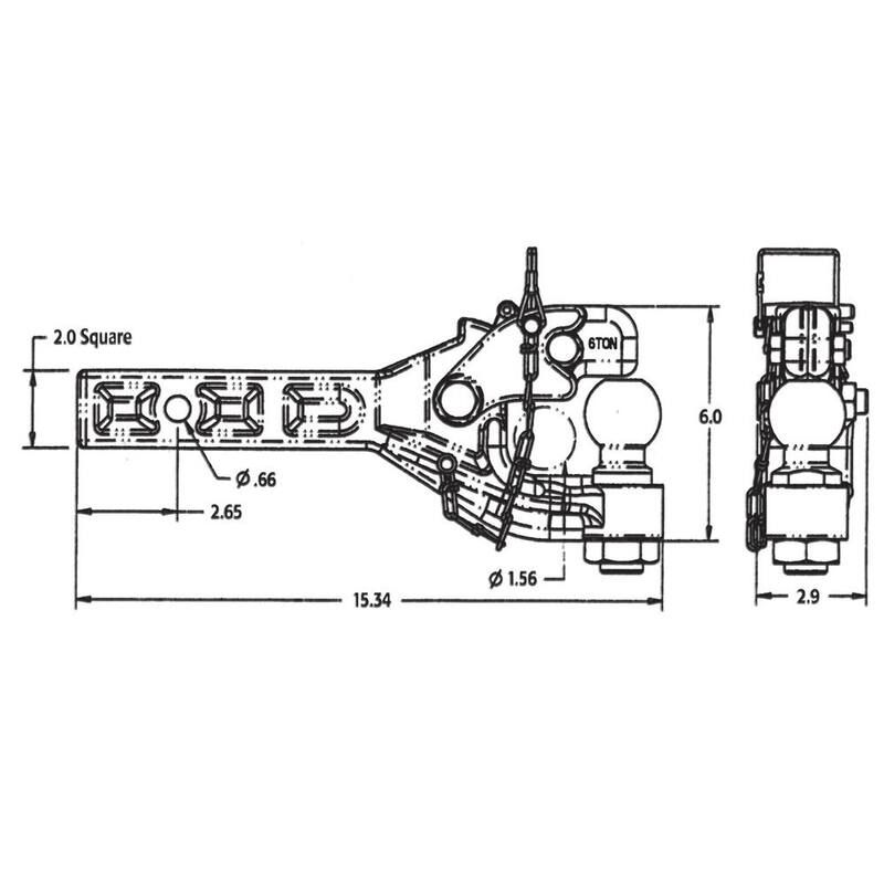 Buyers Products Company 2 in. 6-Ton Chrome Receiver Mount Combination Hitch Ball - RM62000
