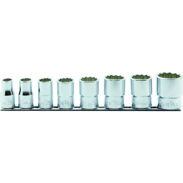 Ko-Ken Socket Set Whitworth 3/16-5/8 12 Point 250mm 8 pieces 1/2 Sq. Drive - RS4405W/8