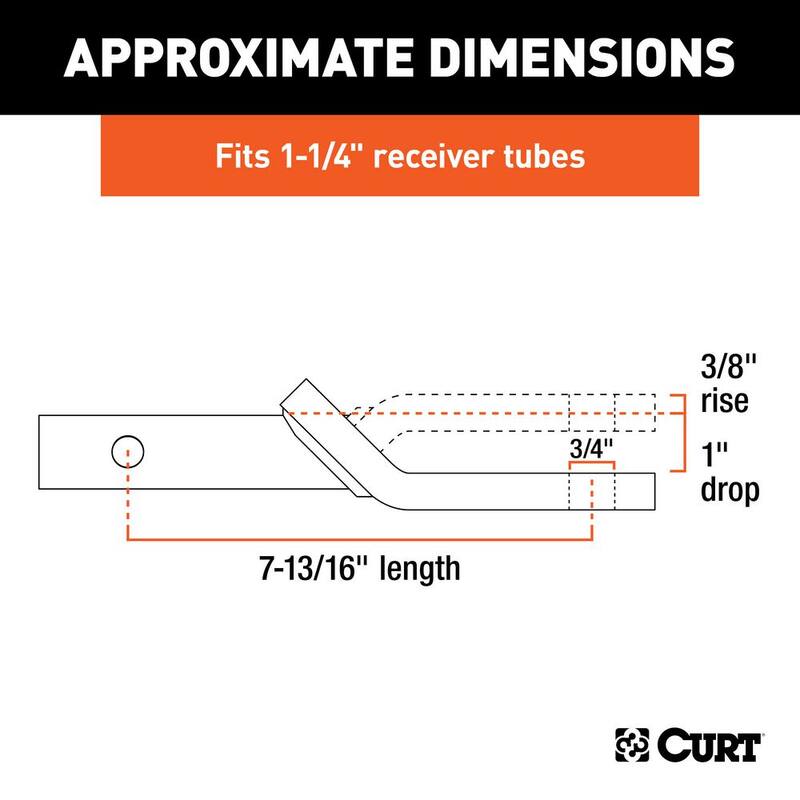 CURT Class 2 3,500 lbs. 1 in. Drop Trailer Hitch Ball Mount Draw Bar (1-1/4 in. Shank, 7-13/16 in. Long) - 45503